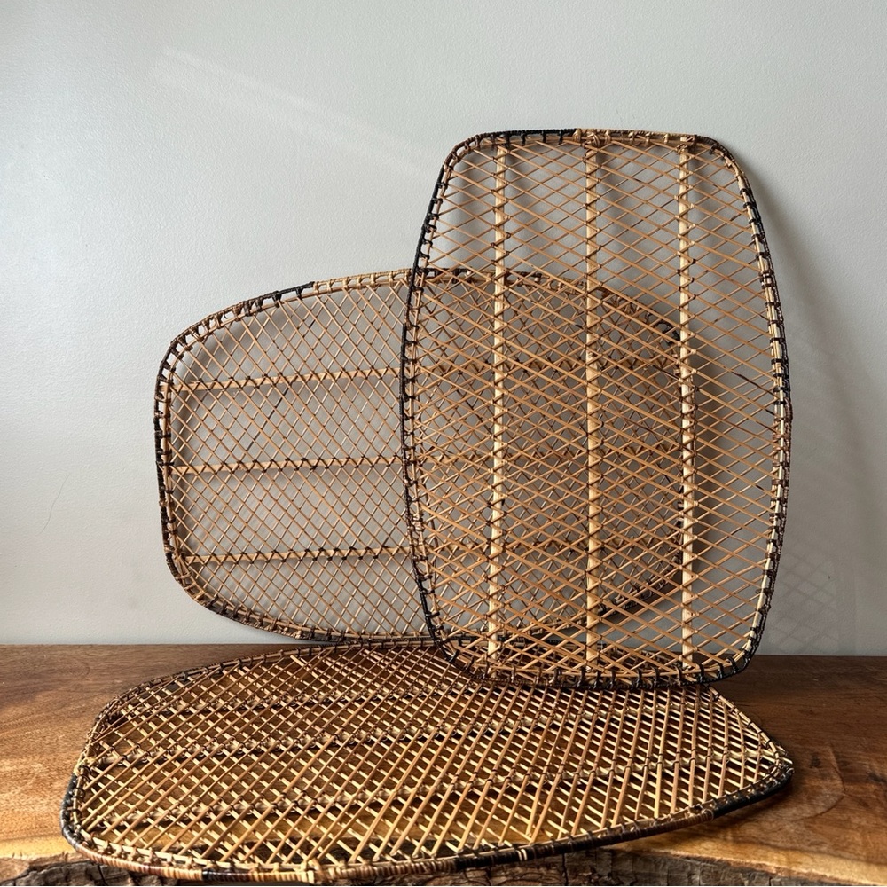 Woven Rattan Basket Tray Wall Decor Set of 3